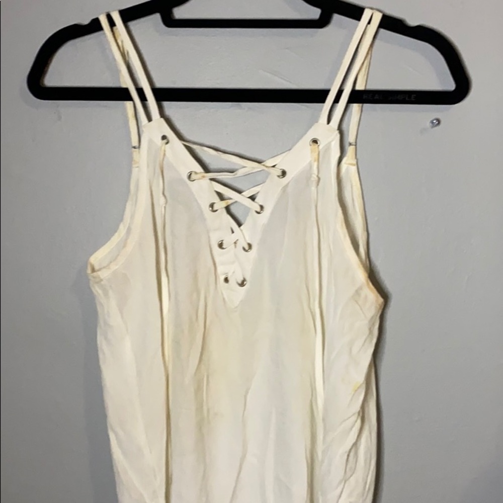 Cotton Candy White Lace-up Tank